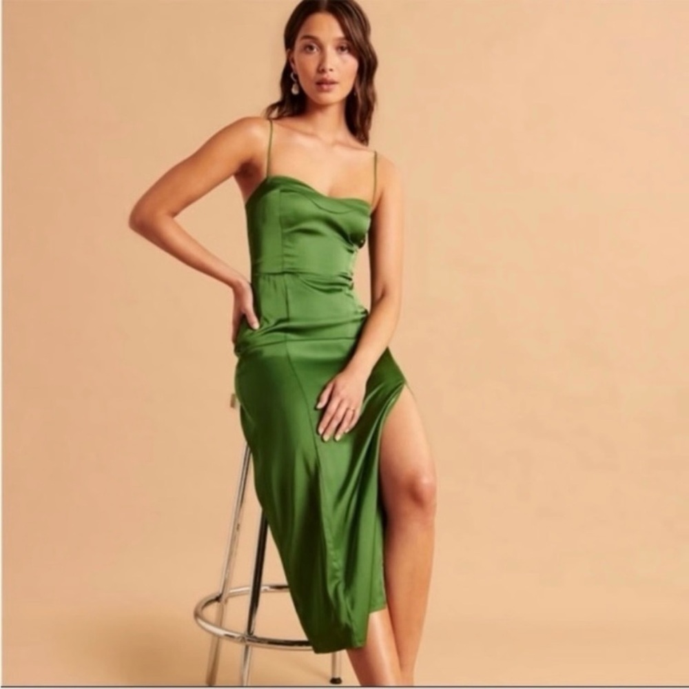 NWT Abercrombie & Fitch Camille Midi Dress Spring Green size XL Petite